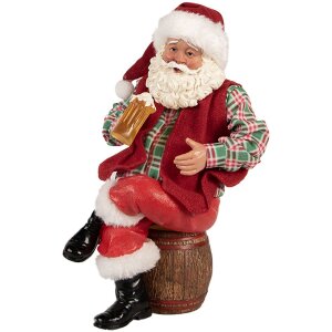 Clayre & Eef Kerstman met Bierpul 24 cm rode rustieke...