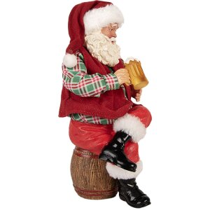 Clayre & Eef Kerstman met Bierpul 24 cm rode rustieke Decoratieve Figuur