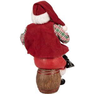 Clayre & Eef Kerstman met Bierpul 24 cm rode rustieke Decoratieve Figuur