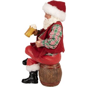 Clayre & Eef Kerstman met Bierpul 24 cm rode rustieke Decoratieve Figuur