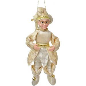 Clayre & Eef Decoratieve Hanger Elf 66217 Beige-Goud 28 cm