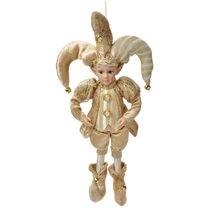 Clayre & Eef Decoratiehanger Elf Beige Goud 14x10x38 cm