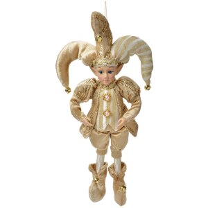 Clayre & Eef Decoratiehanger Elf Beige Goud 14x10x38 cm