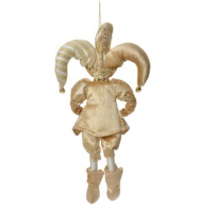 Clayre & Eef Decoratiehanger Elf Beige Goud 14x10x38 cm