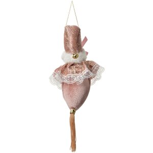 Clayre & Eef Kersthanger Roze Kerstman 8x8x35 cm