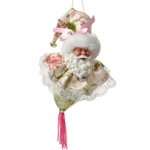 Clayre & Eef Kersthangdecoratie Santa groen beige...