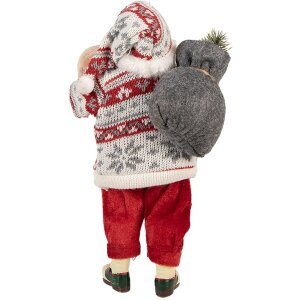 Clayre & Eef 66232 Kerstman Decoratiefiguur Rood Wit 13x13x28 cm