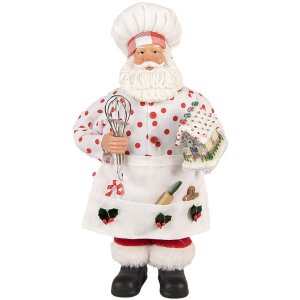 Clayre & Eef Kerstman Decoratie Wit Rood 15x10x28 cm