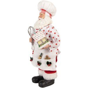 Clayre & Eef Kerstman Decoratie Wit Rood 15x10x28 cm