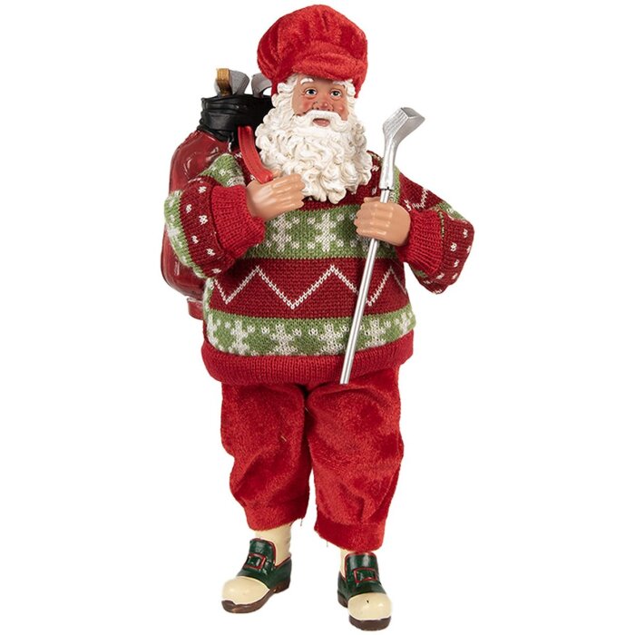 Clayre & Eef Kerstman Decoratiefiguur Golf 15x10x28 cm Rot Grün