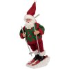 Clayre & Eef Kerstman op ski’s Rot Groen 15x13x28 cm Decoratiefiguur