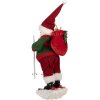 Clayre & Eef Kerstman op ski’s Rot Groen 15x13x28 cm Decoratiefiguur