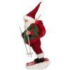 Clayre & Eef Kerstman op ski’s Rot Groen 15x13x28 cm Decoratiefiguur