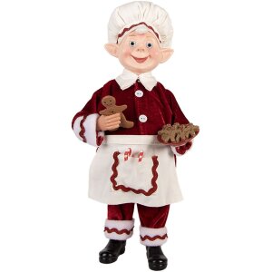 Clayre & Eef Kerstdecoratie Elf Rood Wit 30 cm