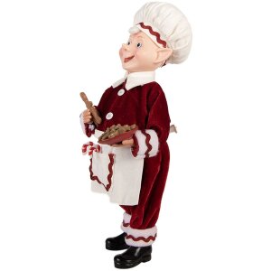 Clayre & Eef Kerstdecoratie Elf Rood Wit 30 cm