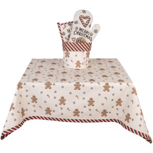 Clayre & Eef CGM01 Tafelkleed 100x100 cm Beige-Bruin