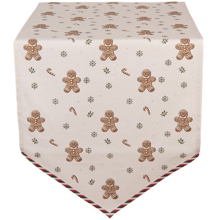 Clayre & Eef CGM65 Tafelloper 50x160 cm Beige Bruin