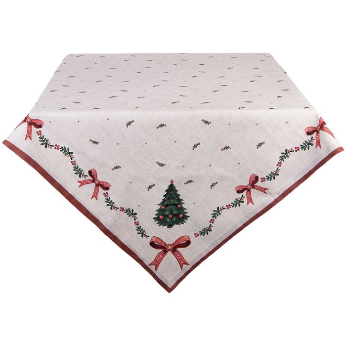 Clayre & Eef TCH01 Tafelkleed 100x100 cm Beige Groen Rood