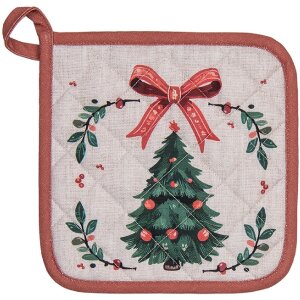 Clayre & Eef TCH45 Pannenlappen 20x20 cm Beige Groen Rood