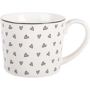 Clayre & Eef BHSMU0005 Beker 12x8x7 cm Wit en Zwart