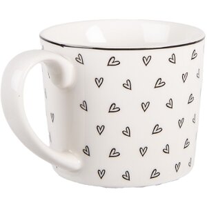 Clayre & Eef BHSMU0005 Beker 12x8x7 cm Wit en Zwart