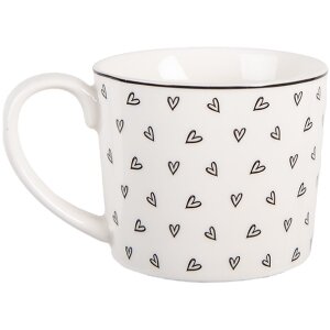 Clayre & Eef BHSMU0005 Beker 12x8x7 cm Wit en Zwart