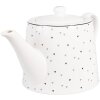 Clayre & Eef BHSTE Theepot 23x14x14 cm 1000 ml Wit Zwart