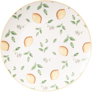 Clayre & Eef LELDP Kleine Schotel Wit-Geel 20x2 cm