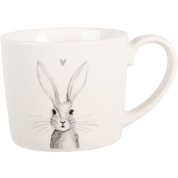 Clayre & Eef RUBMU Beker 12x8x7 cm Wit en Grijs