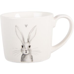 Clayre & Eef RUBMU Beker 12x8x7 cm Wit en Grijs