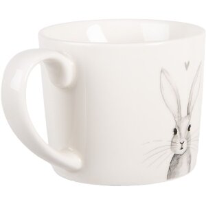 Clayre & Eef RUBMU Beker 12x8x7 cm Wit en Grijs