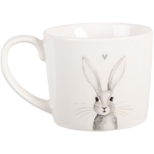 Clayre & Eef RUBMU Beker 12x8x7 cm Wit en Grijs