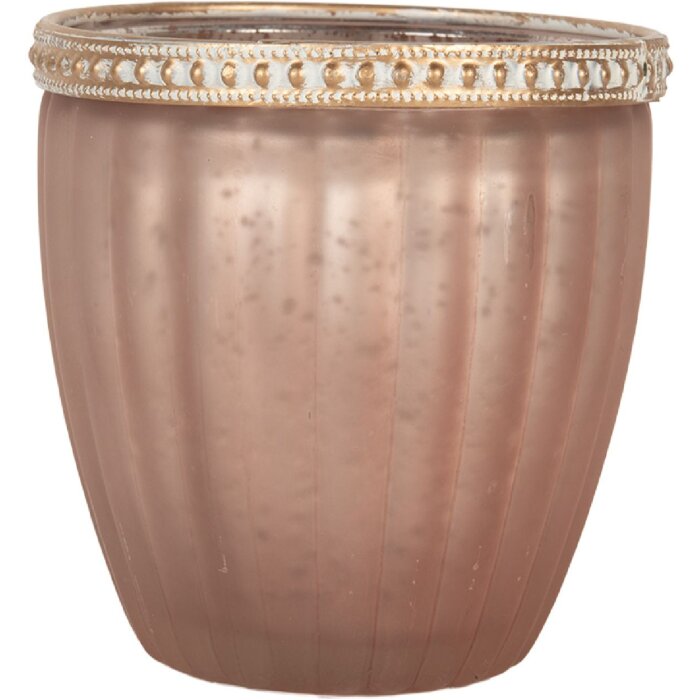 Clayre & Eef 6GL5215 Kandelaar Rosa Ø 9x6 cm