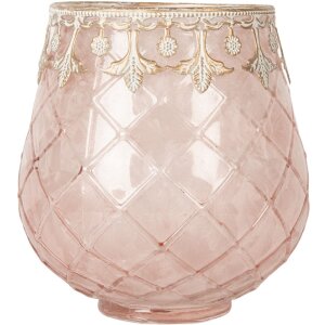 Clayre & Eef 6GL5221 Kandelaar Roségoud Ø 13 x 14 cm