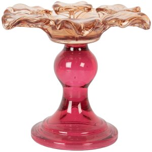 Clayre & Eef 6GL5338O Kandelaar Ø 14x11 cm Oranje Roze Glas