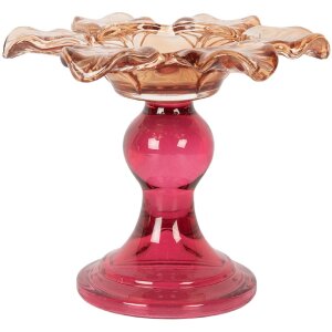 Clayre & Eef 6GL5338O Kandelaar Ø 14x11 cm Oranje Roze Glas