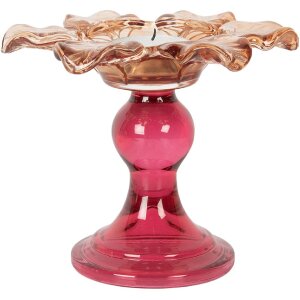Clayre & Eef 6GL5338O Kandelaar Ø 14x11 cm Oranje Roze Glas
