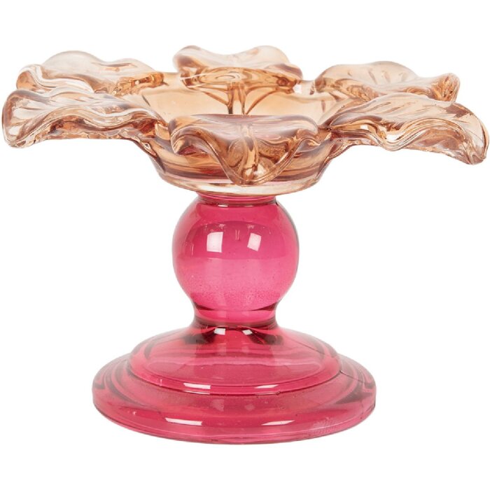 Clayre & Eef 6GL5339 Kandelaar Ø 14x9 cm Oranje Roze