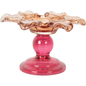 Clayre & Eef 6GL5339 Kandelaar Ø 14x9 cm Oranje Roze