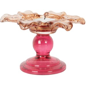 Clayre & Eef 6GL5339 Kandelaar Ø 14x9 cm Oranje Roze