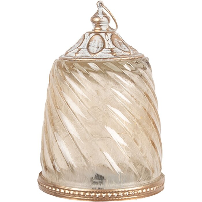 Clayre & Eef 6GL5217 Decoratie met LED Ø 9x14 cm / 2x AAA Beige