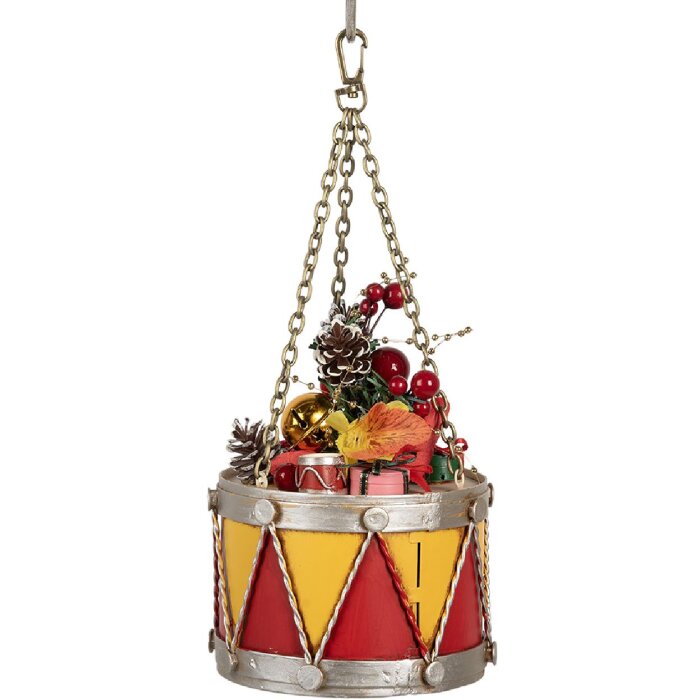 Clayre & Eef 6Y5865Y Decoratieve Trommel Ø 12x16/27 cm Geel-Rood
