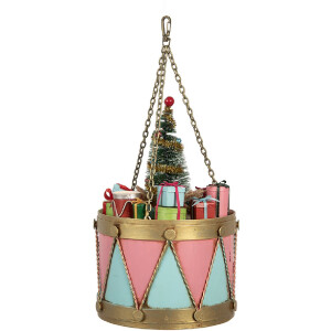 Clayre & Eef 6Y5866 Decoratie Trommel Roze Blauw Ø 17x25/37 cm