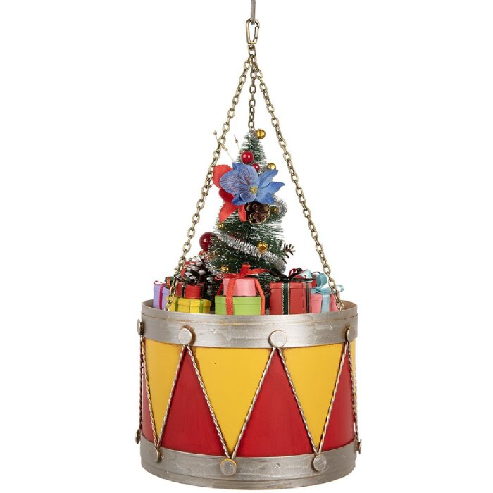 Clayre & Eef 6Y5867Y Decoratieve Trommel Ø 21x34/43 cm Geel Rood