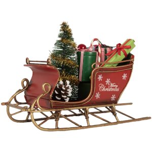 Clayre & Eef 6Y5868 Decoratie Sneeuwslede 17x8x12 cm Rot Goudkleurig