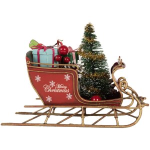 Clayre & Eef 6Y5868 Decoratie Sneeuwslede 17x8x12 cm Rot Goudkleurig