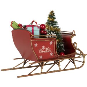 Clayre & Eef 6Y5868 Decoratie Sneeuwslede 17x8x12 cm Rot Goudkleurig
