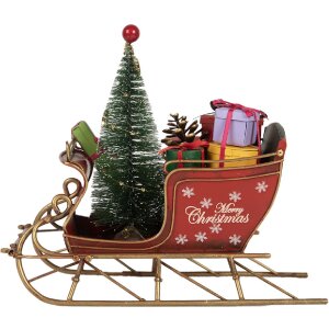 Clayre & Eef 6Y5869 Decoratie Sneeuwslede 21x9x18 cm Rood Goudkleurig