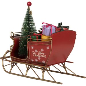 Clayre & Eef 6Y5869 Decoratie Sneeuwslede 21x9x18 cm Rood Goudkleurig
