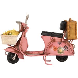 Clayre & Eef 6Y5879 Model Motorroller 12x6x8 cm Roze Beige